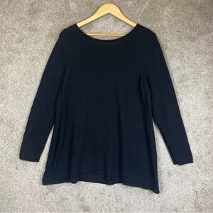 J Jill Sweater Womens Large Black Pullover Beaded Neckline Long Sleeve- 4025